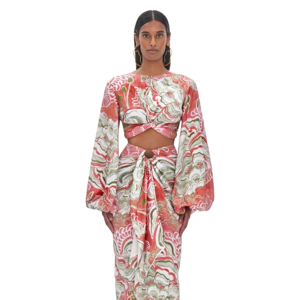 Andrea Iyamah Behati crop top in mushroom